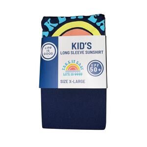 NWT Life is Good Kids Rash Guard Boys XL "Take It Easy" Blue UPF 50 Swim Shirt